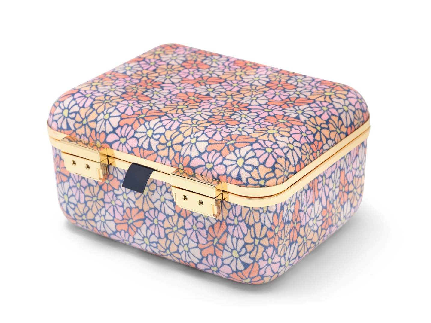 Groovy retro floral pattern exterior with a psychedelic sunburst interior. Good vibes inside and out.