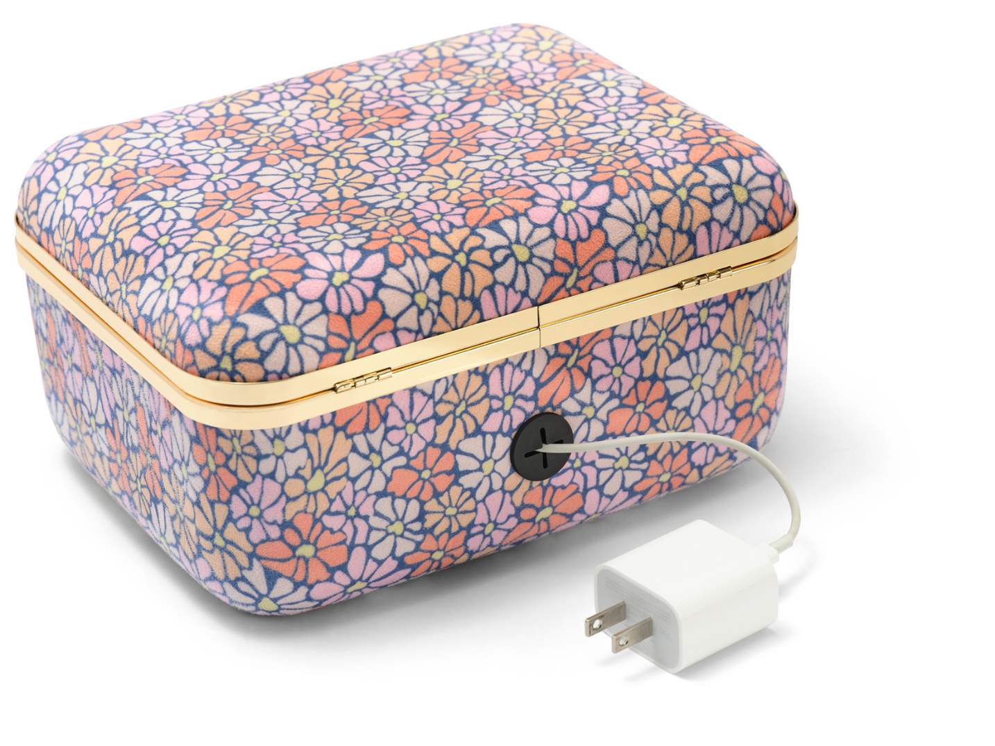 Devices locked inside can be charged through a grommet on the back. Keeps your favorite electronics secure and powered up.
