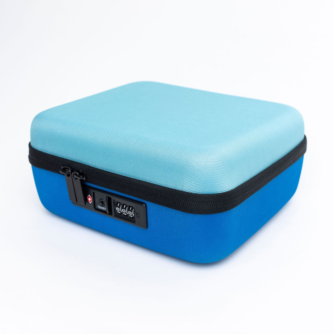 NEW! Lockbox stash box with zipper combination lock - Blue color block