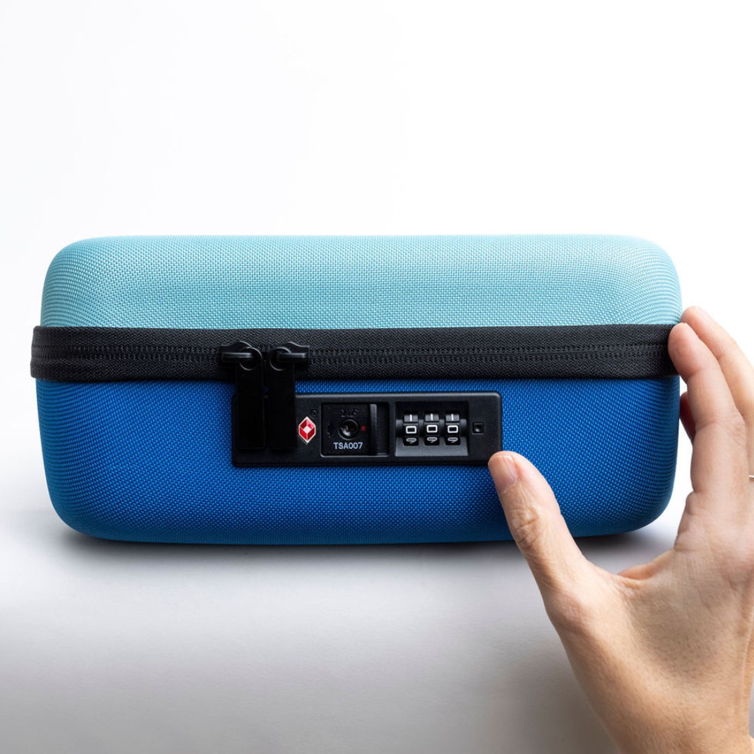 NEW! Lockbox stash box with zipper combination lock - Blue color block