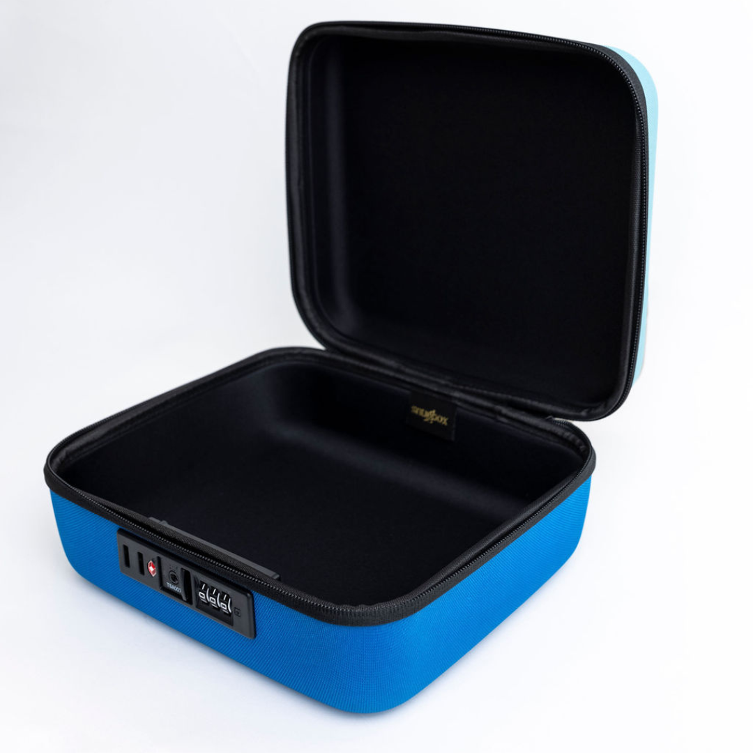 NEW! Lockbox stash box with zipper combination lock - Blue color block