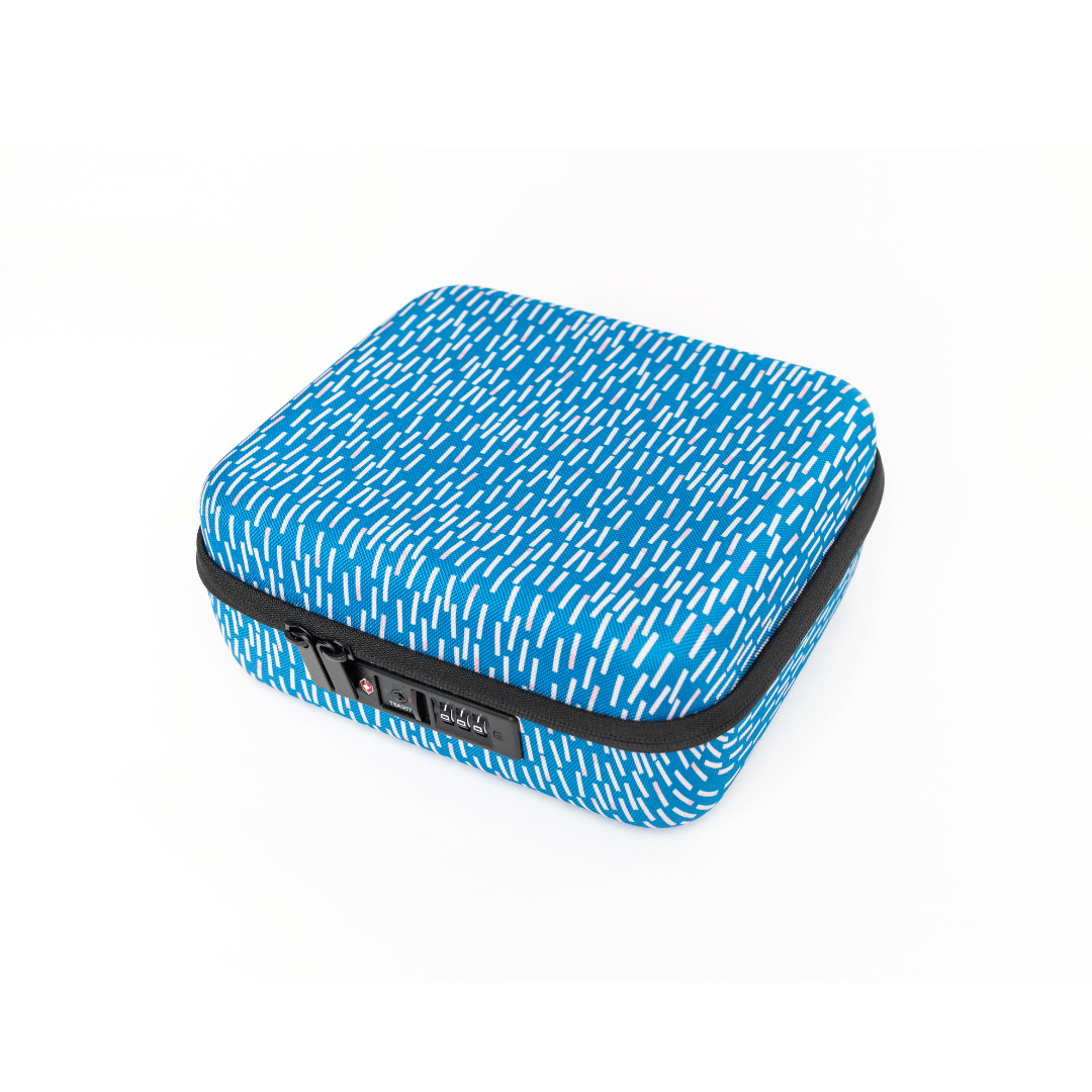 Zipper locking storage safe stash box for travel, safety, Rx, childproofing, pet-proofing, college dorm room, privacy. 